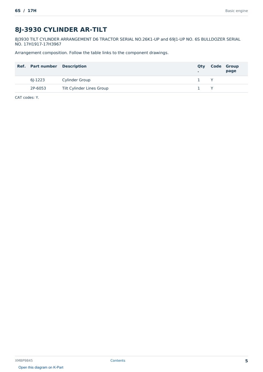 Caterpillar 6S S/N 17H Partsbook XMBP9845 (English) - sample page 5 of 10 Caterpillar 6S S/N 17H Partsbook XMBP9845 (English) - sample page 5 of 10