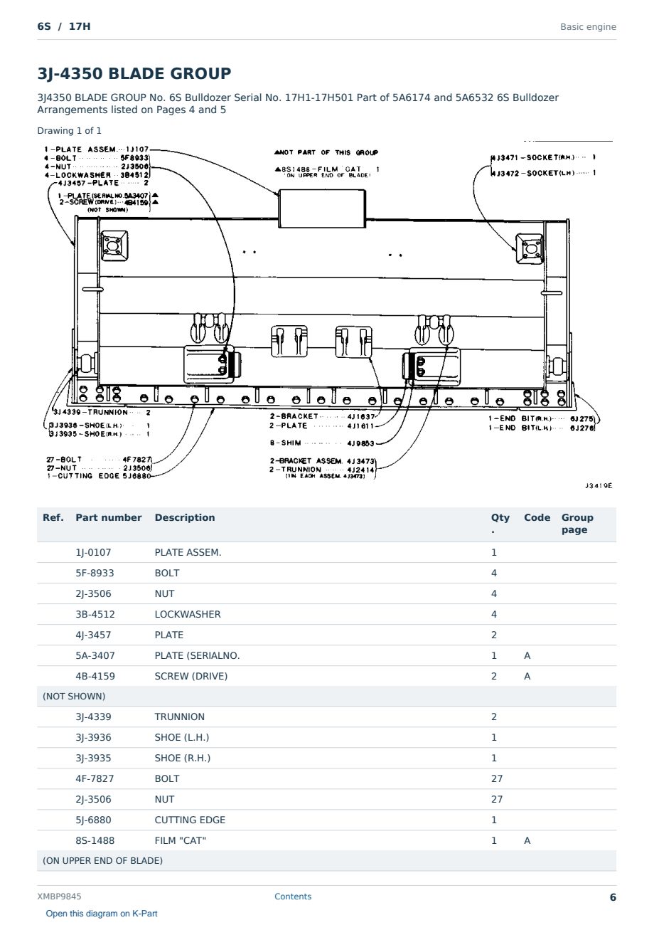 Caterpillar 6S S/N 17H Partsbook XMBP9845 (English) - sample page 6 of 10 Caterpillar 6S S/N 17H Partsbook XMBP9845 (English) - sample page 6 of 10