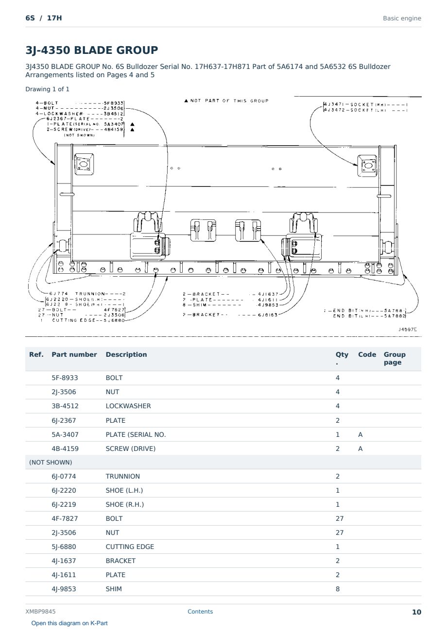 Caterpillar 6S S/N 17H Partsbook XMBP9845 (English) - sample page 10 of 10 Caterpillar 6S S/N 17H Partsbook XMBP9845 (English) - sample page 10 of 10