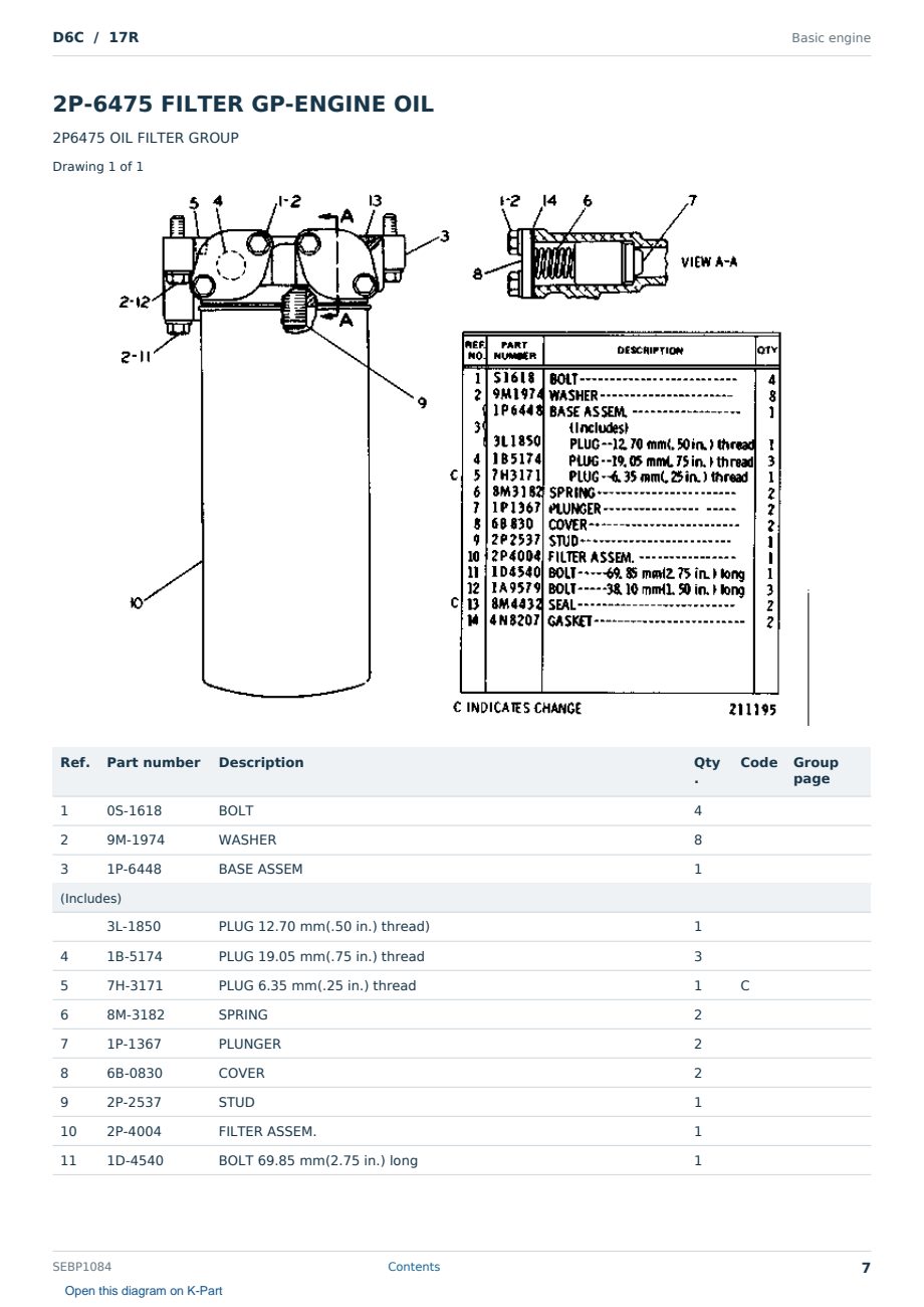 Caterpillar D6C S/N 17R Partsbook SEBP1084 (English) - sample page 7 of 10 Caterpillar D6C S/N 17R Partsbook SEBP1084 (English) - sample page 7 of 10