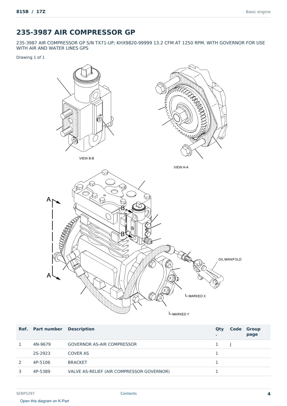 Caterpillar 815B S/N 17Z Partsbook SEBP5297 (English) - sample page 4 of 10 Caterpillar 815B S/N 17Z Partsbook SEBP5297 (English) - sample page 4 of 10