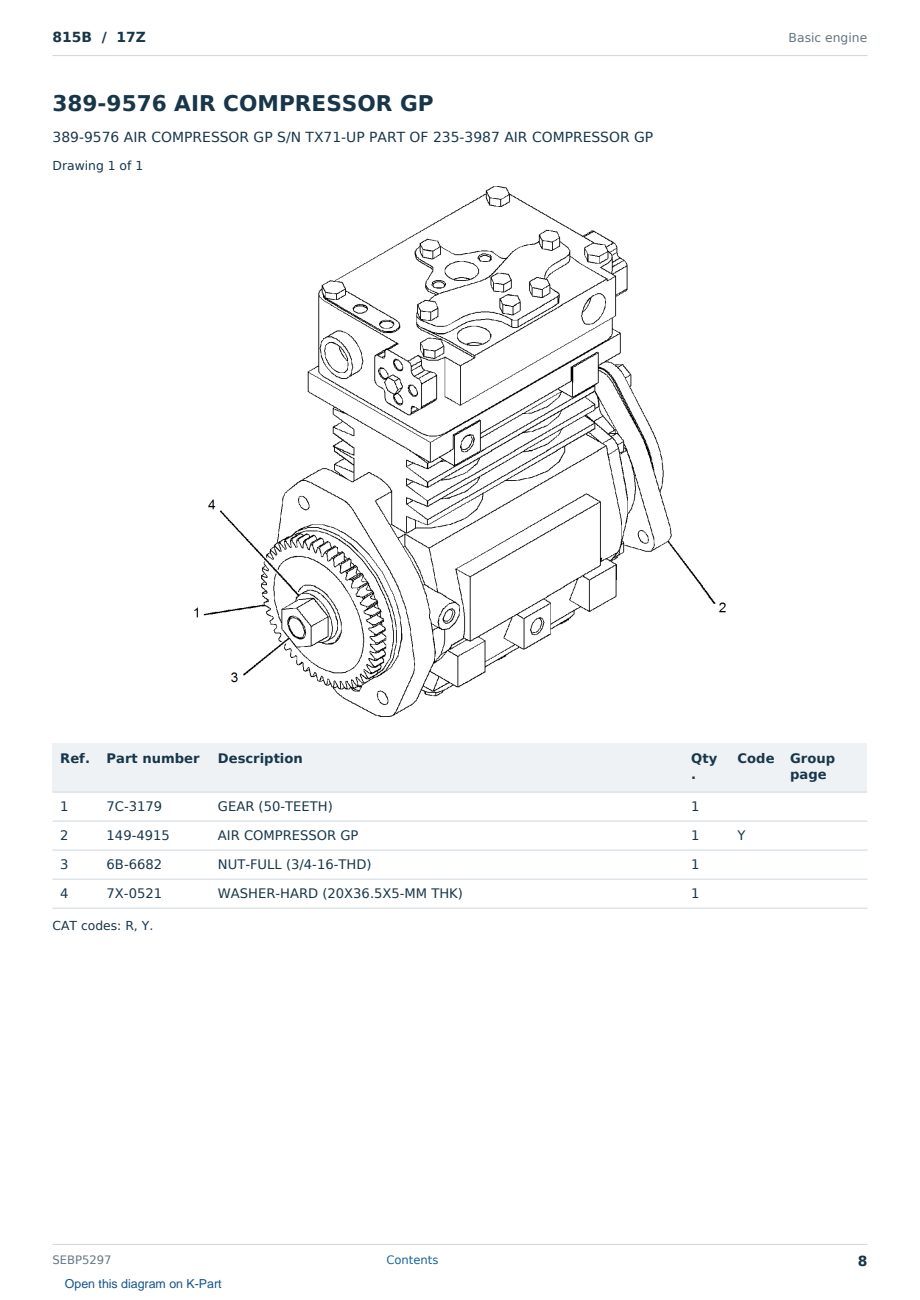 Caterpillar 815B S/N 17Z Partsbook SEBP5297 (English) - sample page 8 of 10 Caterpillar 815B S/N 17Z Partsbook SEBP5297 (English) - sample page 8 of 10