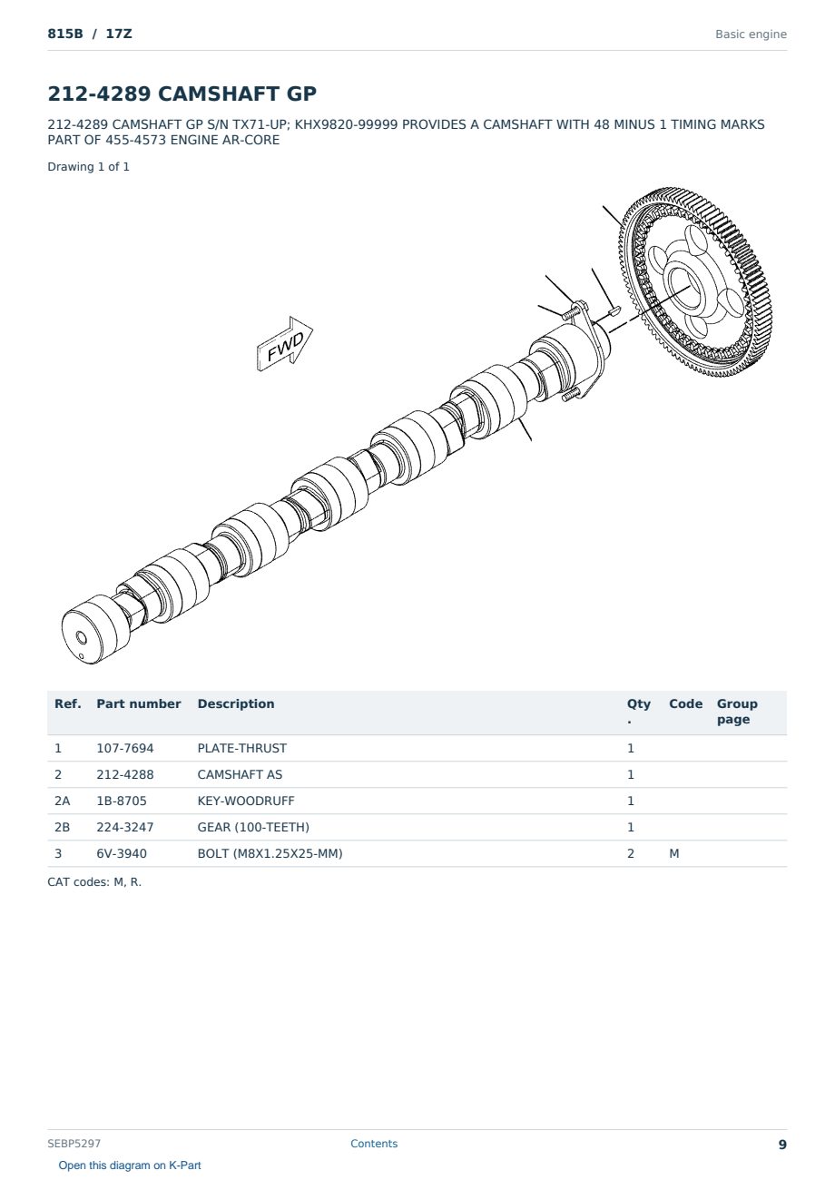 Caterpillar 815B S/N 17Z Partsbook SEBP5297 (English) - sample page 9 of 10 Caterpillar 815B S/N 17Z Partsbook SEBP5297 (English) - sample page 9 of 10