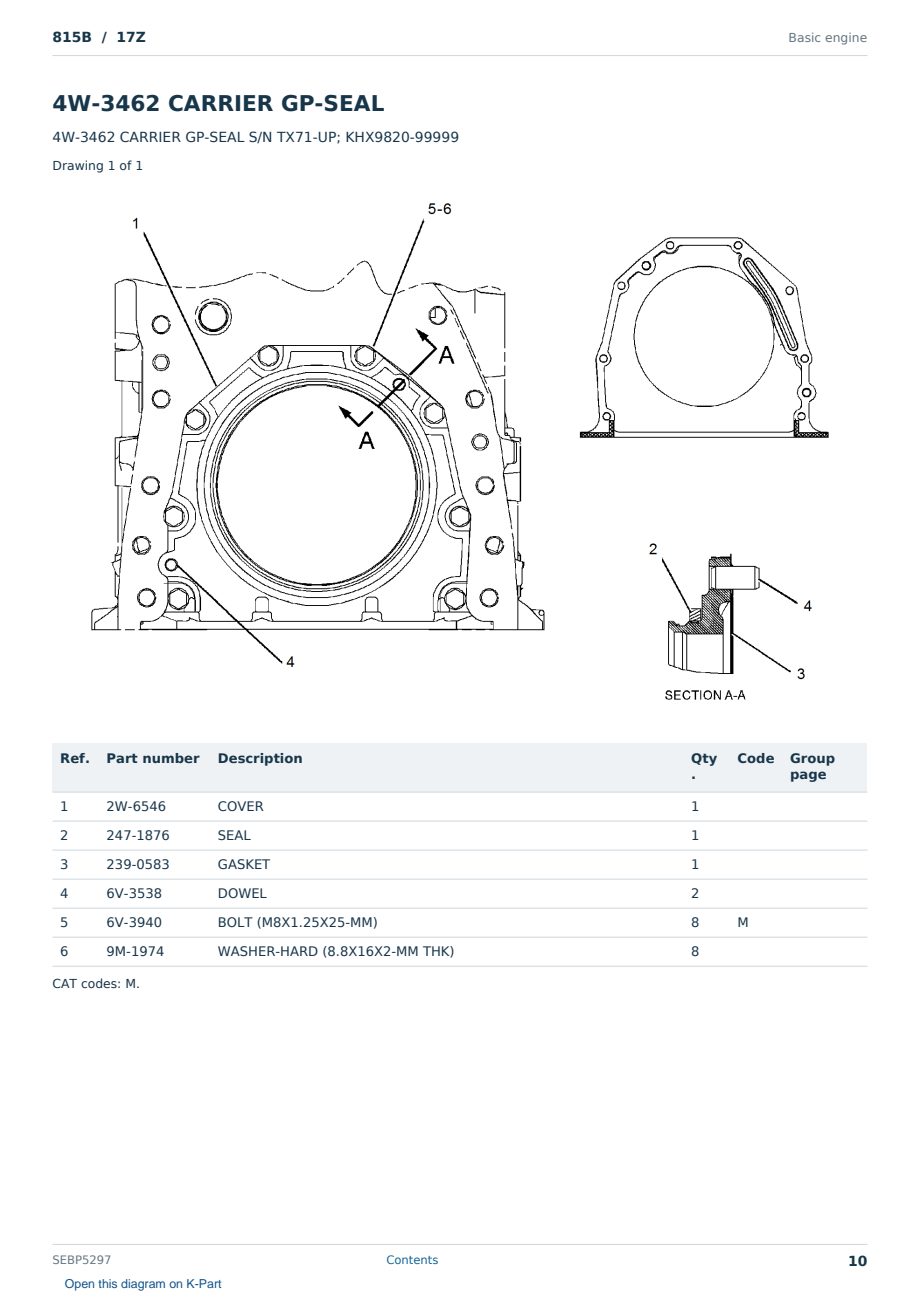Caterpillar 815B S/N 17Z Partsbook SEBP5297 (English) - sample page 10 of 10 Caterpillar 815B S/N 17Z Partsbook SEBP5297 (English) - sample page 10 of 10
