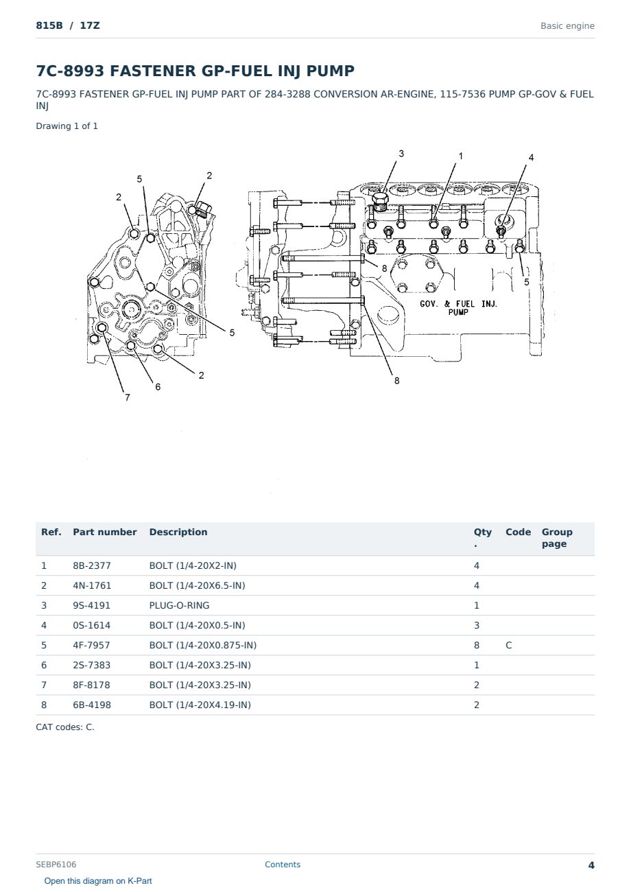Caterpillar 815B S/N 17Z Partsbook SEBP6106 (English) - sample page 4 of 10 Caterpillar 815B S/N 17Z Partsbook SEBP6106 (English) - sample page 4 of 10