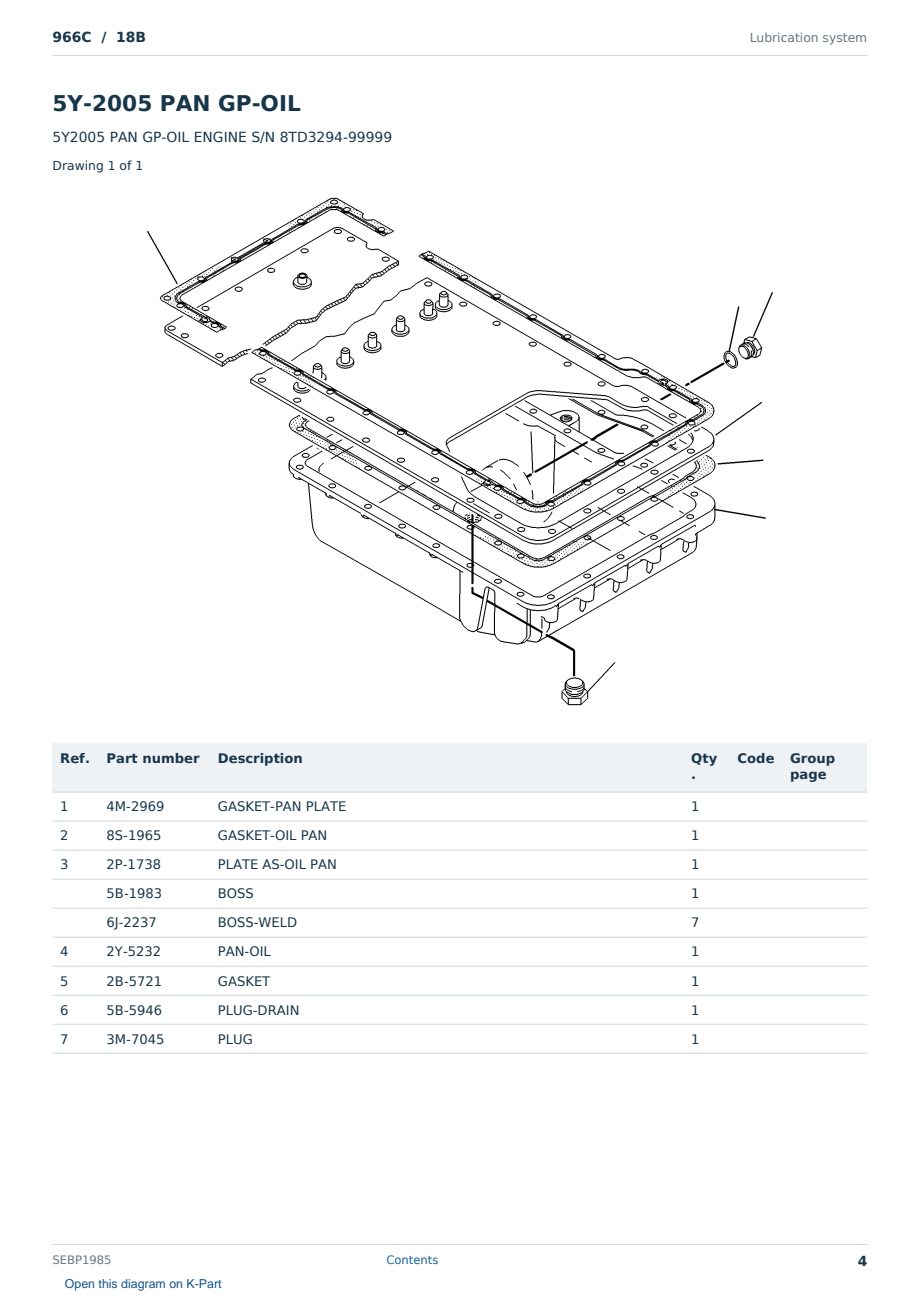Caterpillar 966C S/N 18B Partsbook SEBP1985 (English) - sample page 4 of 10 Caterpillar 966C S/N 18B Partsbook SEBP1985 (English) - sample page 4 of 10