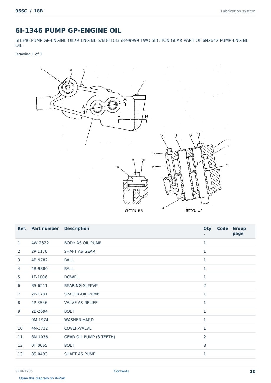 Caterpillar 966C S/N 18B Partsbook SEBP1985 (English) - sample page 10 of 10 Caterpillar 966C S/N 18B Partsbook SEBP1985 (English) - sample page 10 of 10