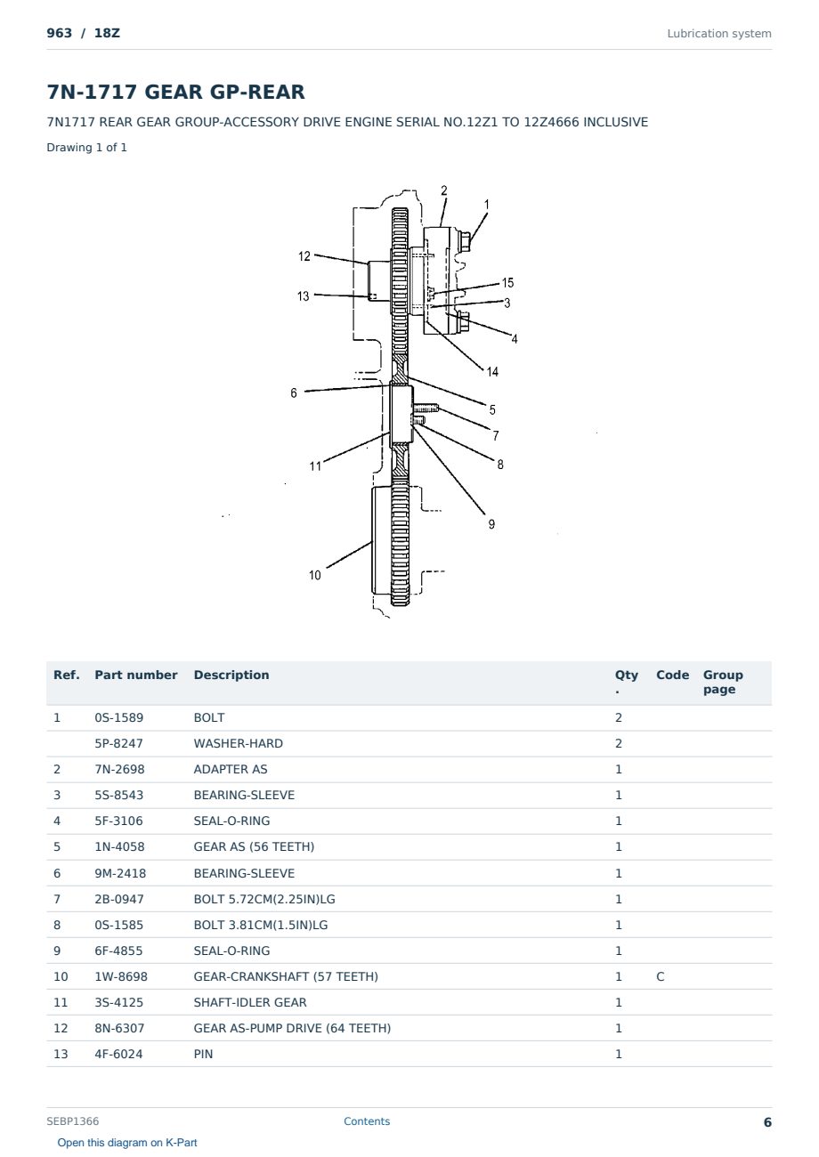Caterpillar 963 S/N 18Z Partsbook SEBP1366 (English) - sample page 6 of 10 Caterpillar 963 S/N 18Z Partsbook SEBP1366 (English) - sample page 6 of 10