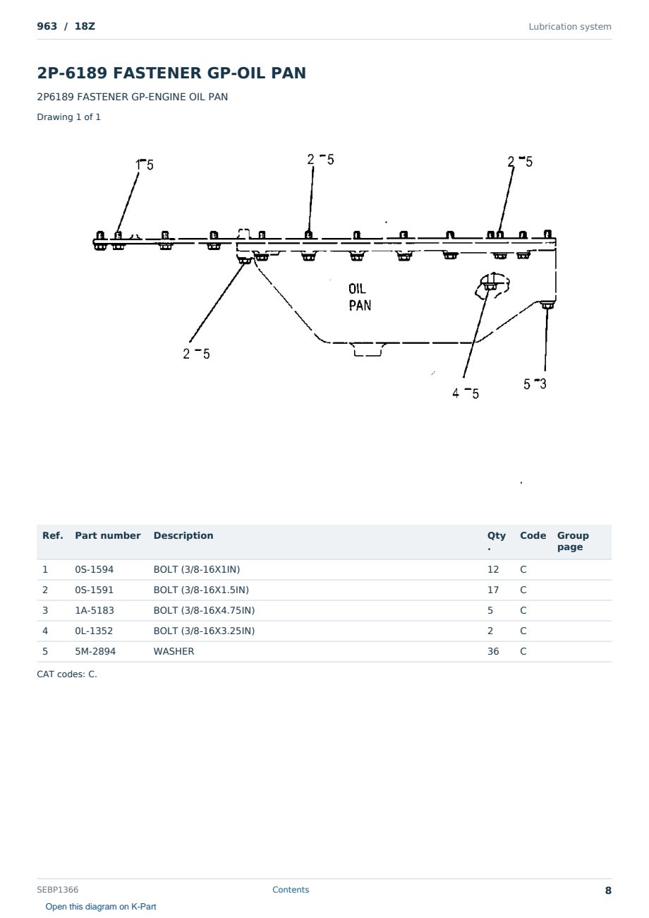 Caterpillar 963 S/N 18Z Partsbook SEBP1366 (English) - sample page 8 of 10 Caterpillar 963 S/N 18Z Partsbook SEBP1366 (English) - sample page 8 of 10