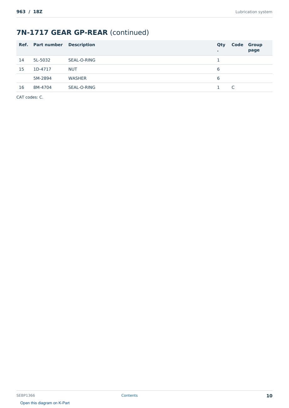 Caterpillar 963 S/N 18Z Partsbook SEBP1366 (English) - sample page 10 of 10 Caterpillar 963 S/N 18Z Partsbook SEBP1366 (English) - sample page 10 of 10