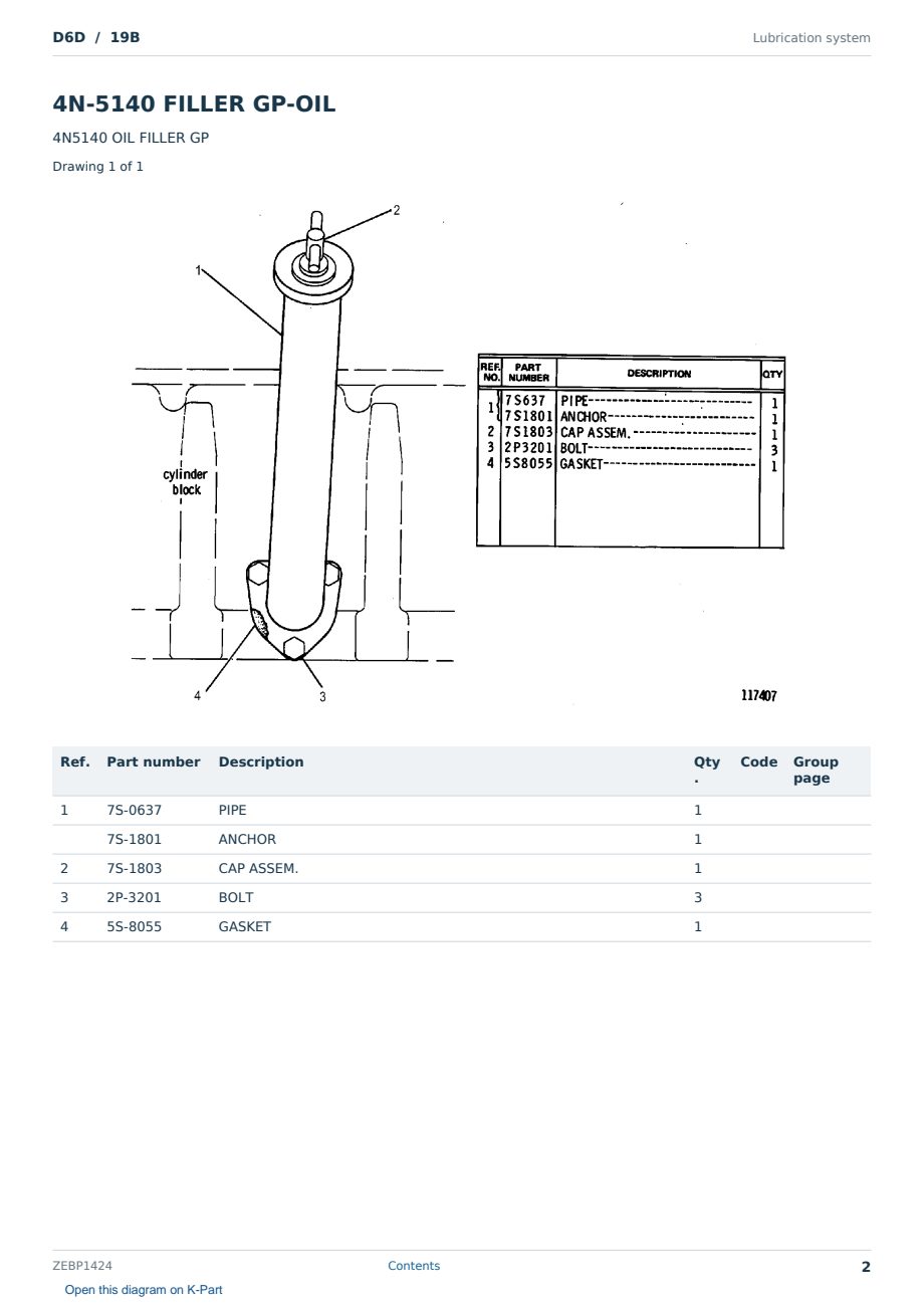 Caterpillar D6D S/N 19B Partsbook ZEBP1424 (English) - sample page 2 of 10 Caterpillar D6D S/N 19B Partsbook ZEBP1424 (English) - sample page 2 of 10