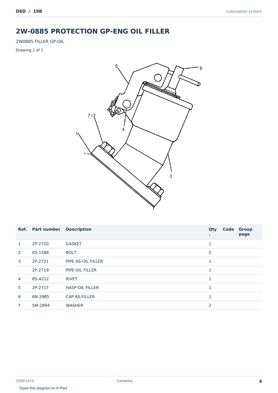 Caterpillar D6D S/N 19B Partsbook ZEBP1424 (English) - sample page 4 of 10 Caterpillar D6D S/N 19B Partsbook ZEBP1424 (English) - sample page 4 of 10