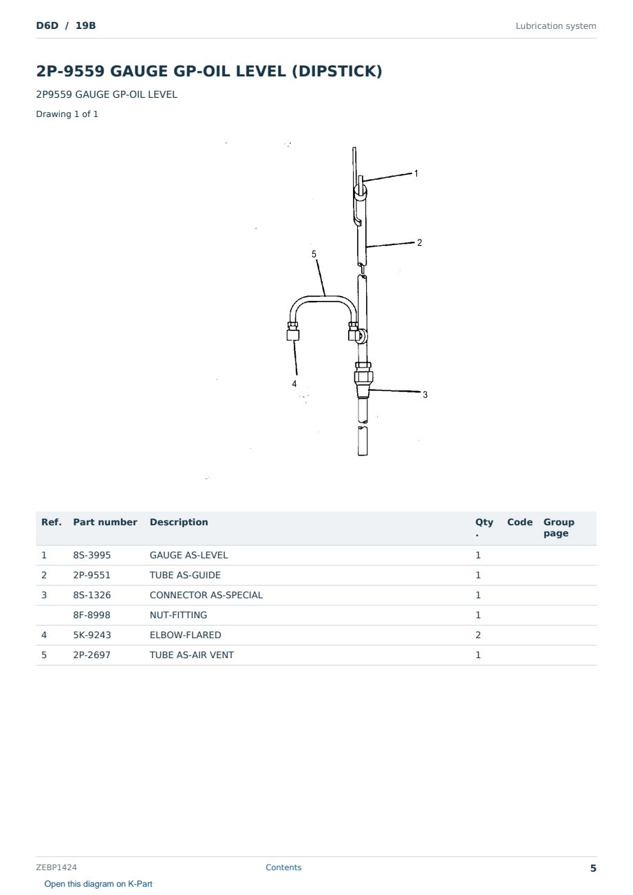 Caterpillar D6D S/N 19B Partsbook ZEBP1424 (English) - sample page 5 of 10 Caterpillar D6D S/N 19B Partsbook ZEBP1424 (English) - sample page 5 of 10