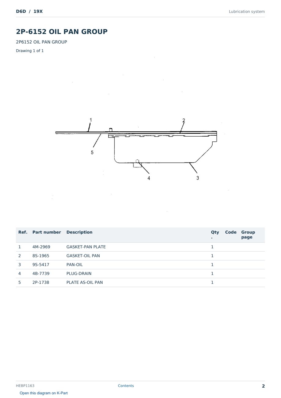 Caterpillar D6D S/N 19X Partsbook HEBP1163 (English) - sample page 2 of 10 Caterpillar D6D S/N 19X Partsbook HEBP1163 (English) - sample page 2 of 10