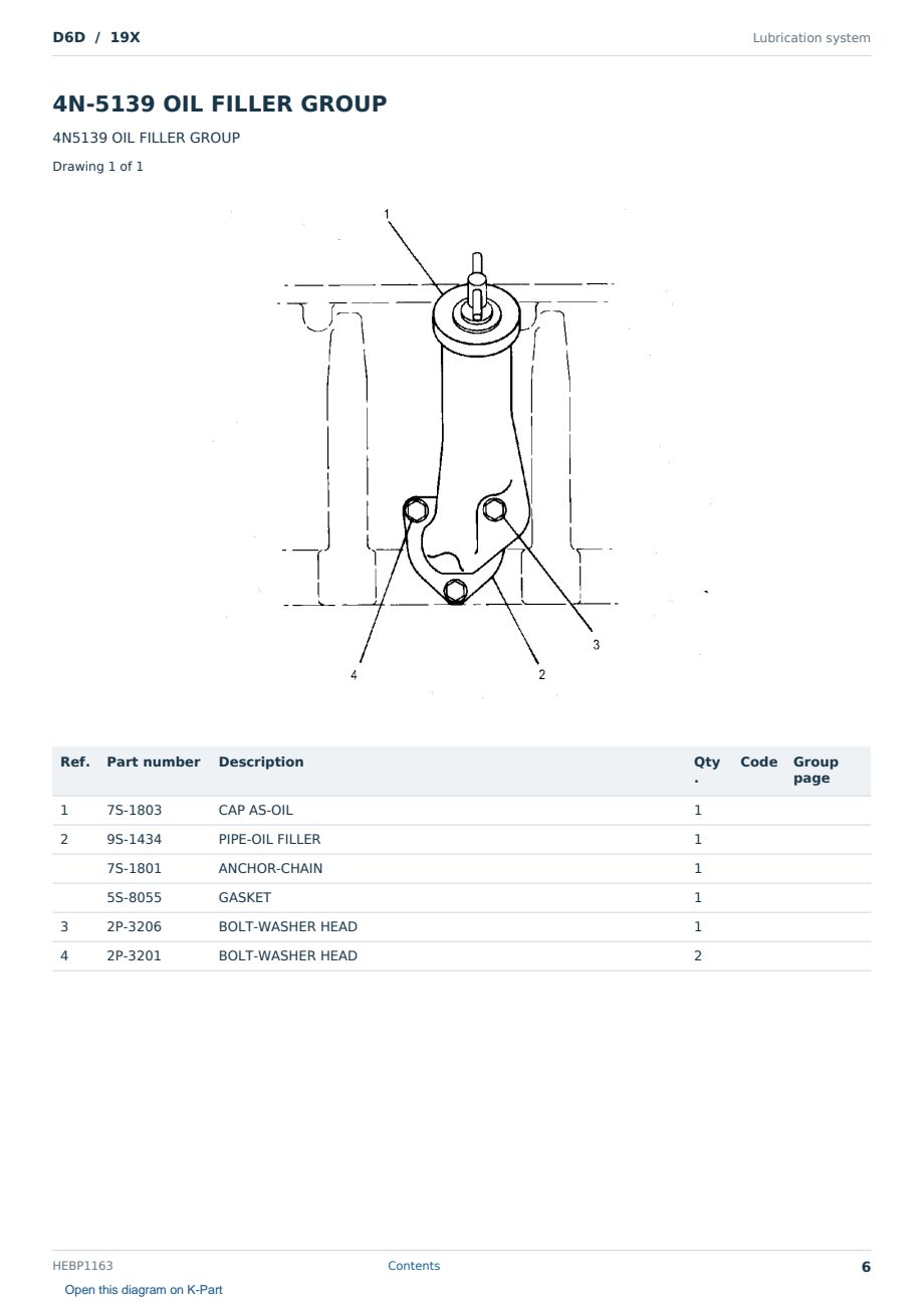 Caterpillar D6D S/N 19X Partsbook HEBP1163 (English) - sample page 6 of 10 Caterpillar D6D S/N 19X Partsbook HEBP1163 (English) - sample page 6 of 10