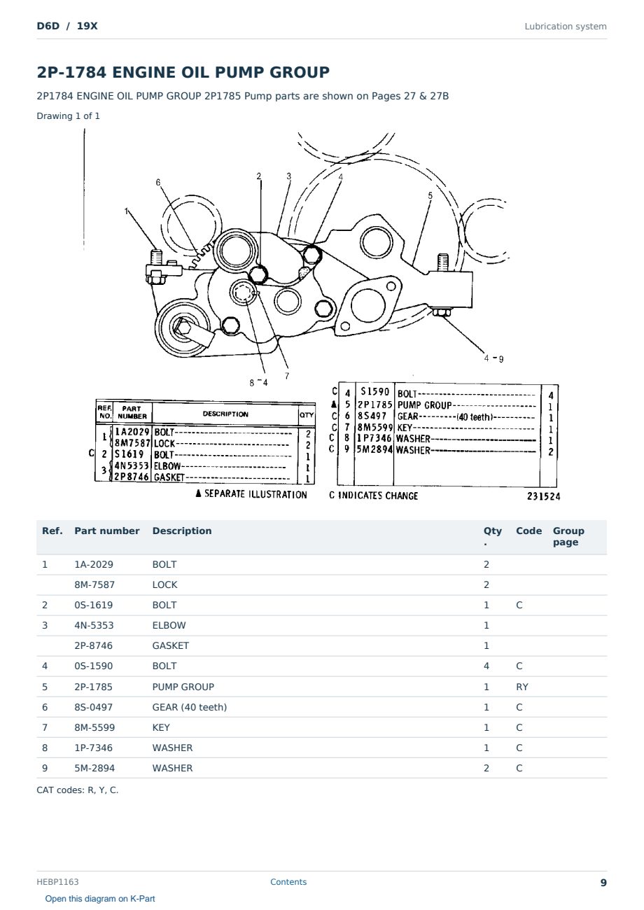 Caterpillar D6D S/N 19X Partsbook HEBP1163 (English) - sample page 9 of 10 Caterpillar D6D S/N 19X Partsbook HEBP1163 (English) - sample page 9 of 10