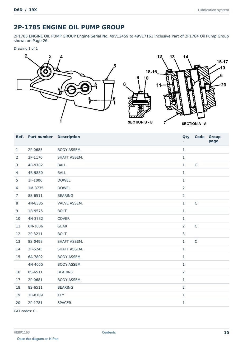 Caterpillar D6D S/N 19X Partsbook HEBP1163 (English) - sample page 10 of 10 Caterpillar D6D S/N 19X Partsbook HEBP1163 (English) - sample page 10 of 10