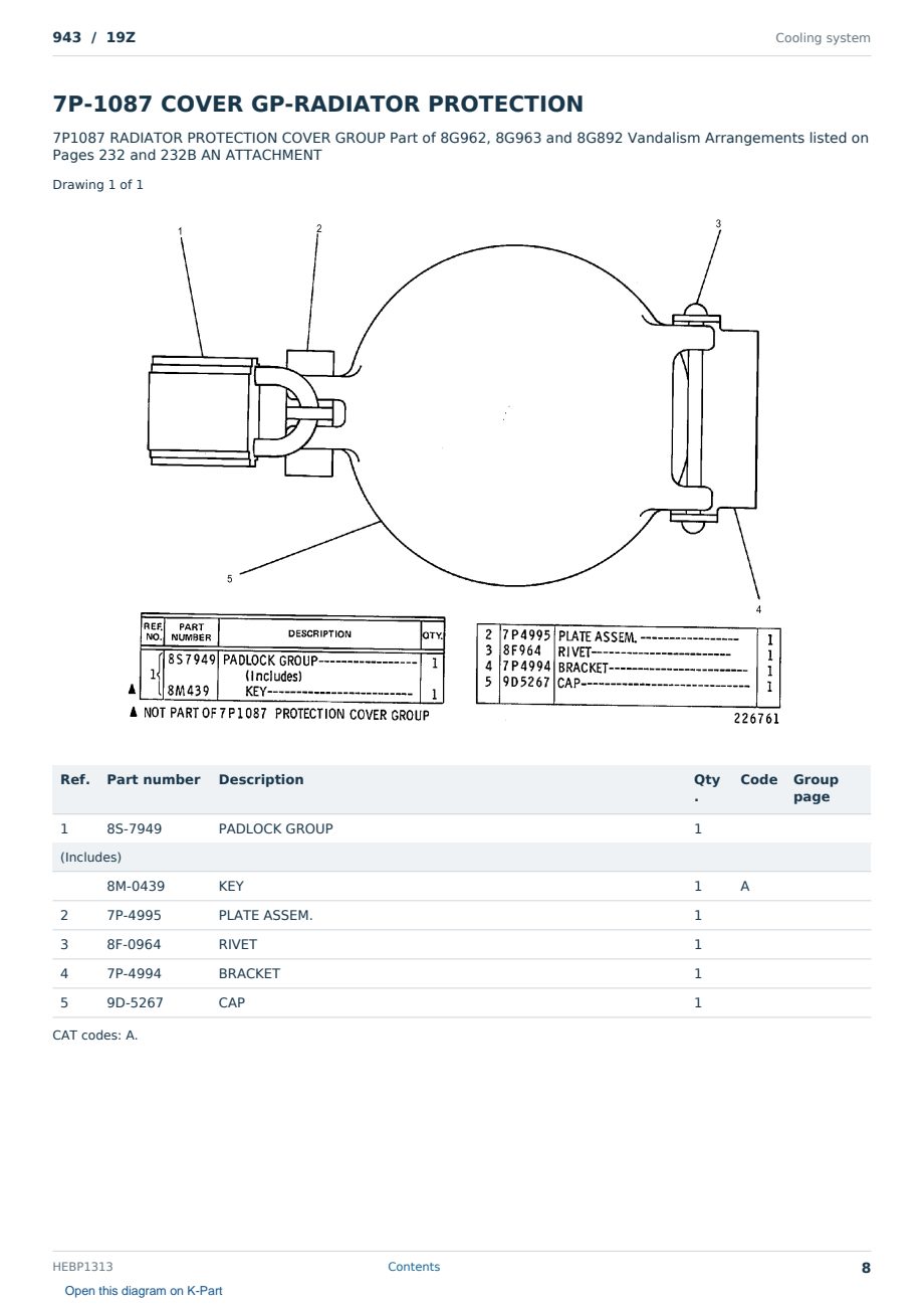 Caterpillar 943 S/N 19Z Partsbook HEBP1313 (English) - sample page 8 of 10 Caterpillar 943 S/N 19Z Partsbook HEBP1313 (English) - sample page 8 of 10