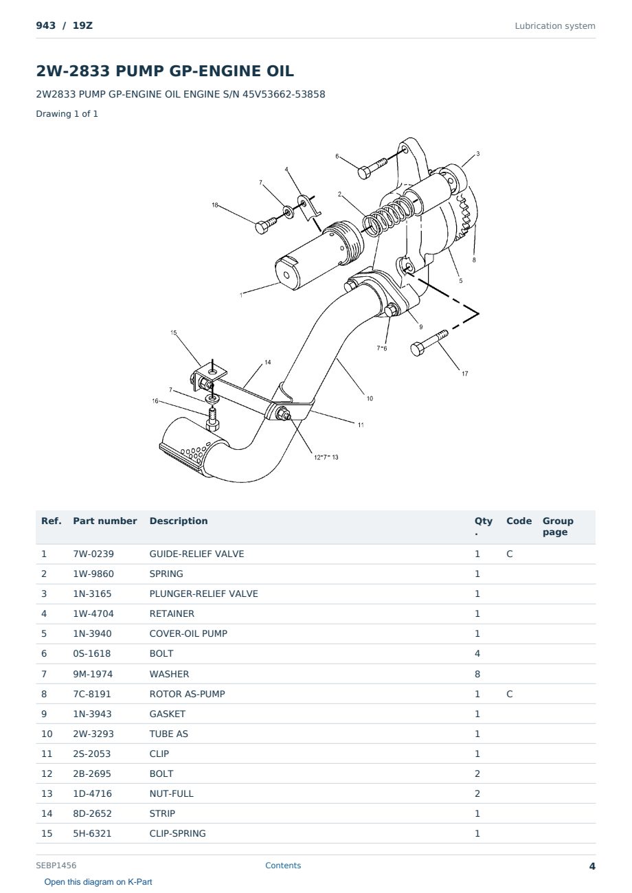 Caterpillar 943 S/N 19Z Partsbook SEBP1456 (English) - sample page 4 of 10 Caterpillar 943 S/N 19Z Partsbook SEBP1456 (English) - sample page 4 of 10