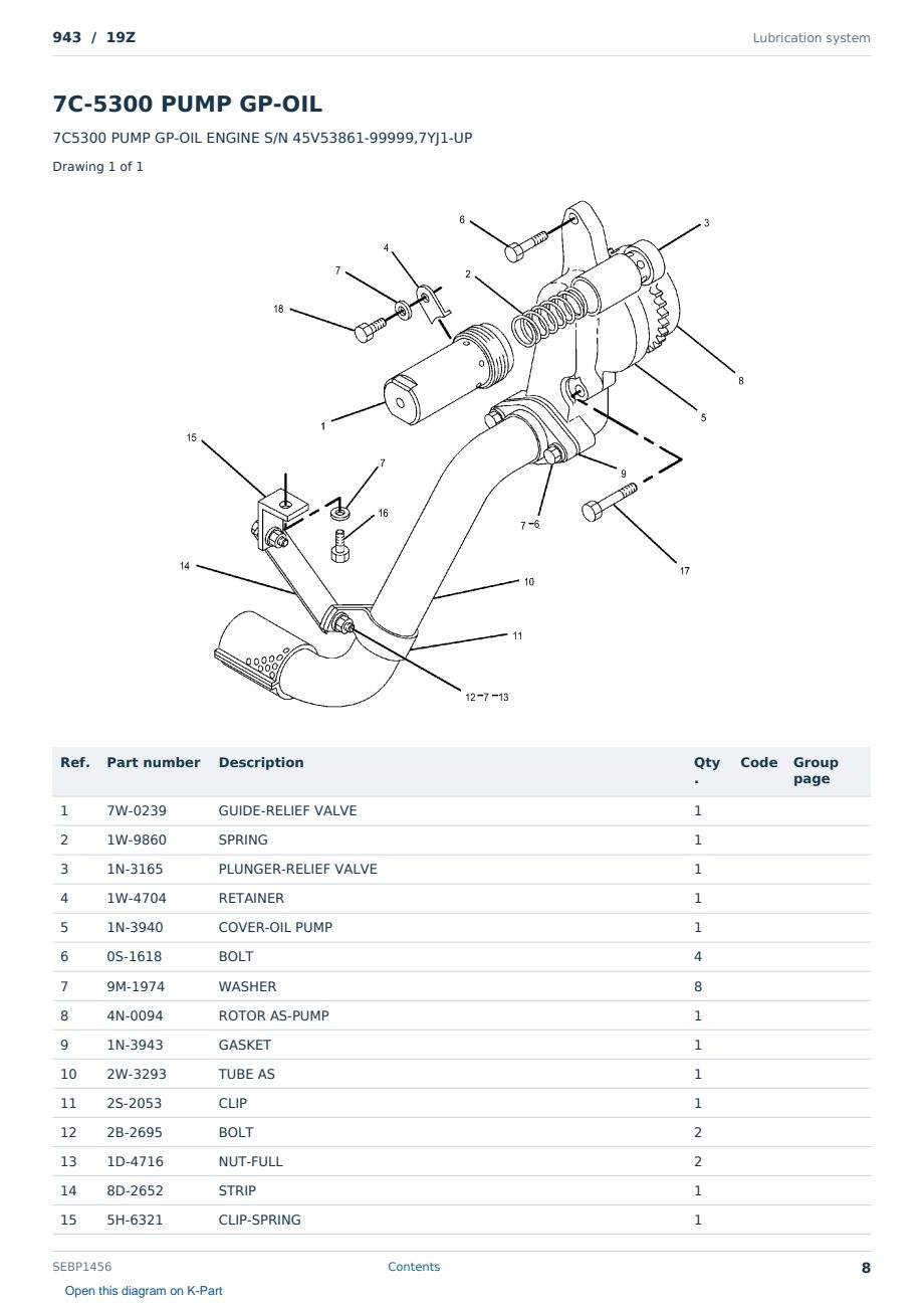 Caterpillar 943 S/N 19Z Partsbook SEBP1456 (English) - sample page 8 of 10 Caterpillar 943 S/N 19Z Partsbook SEBP1456 (English) - sample page 8 of 10