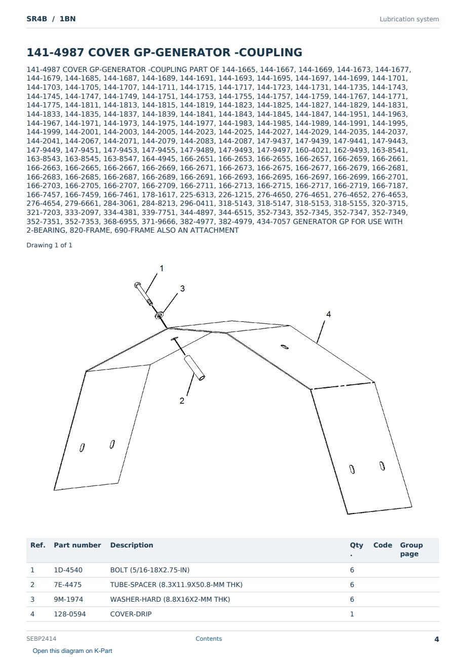 Caterpillar SR4B S/N 1BN Partsbook SEBP2414 (English) - sample page 4 of 10 Caterpillar SR4B S/N 1BN Partsbook SEBP2414 (English) - sample page 4 of 10
