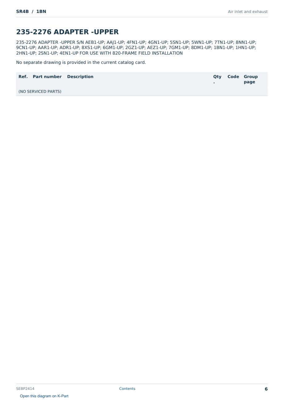 Caterpillar SR4B S/N 1BN Partsbook SEBP2414 (English) - sample page 6 of 10 Caterpillar SR4B S/N 1BN Partsbook SEBP2414 (English) - sample page 6 of 10