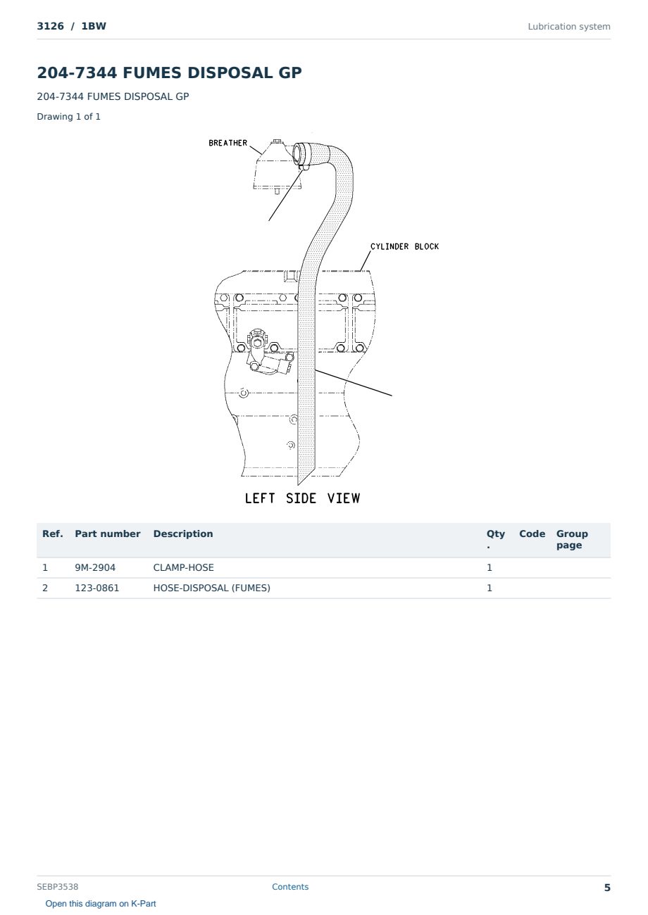 Caterpillar 3126 S/N 1BW Partsbook SEBP3538 (English) - sample page 5 of 10 Caterpillar 3126 S/N 1BW Partsbook SEBP3538 (English) - sample page 5 of 10