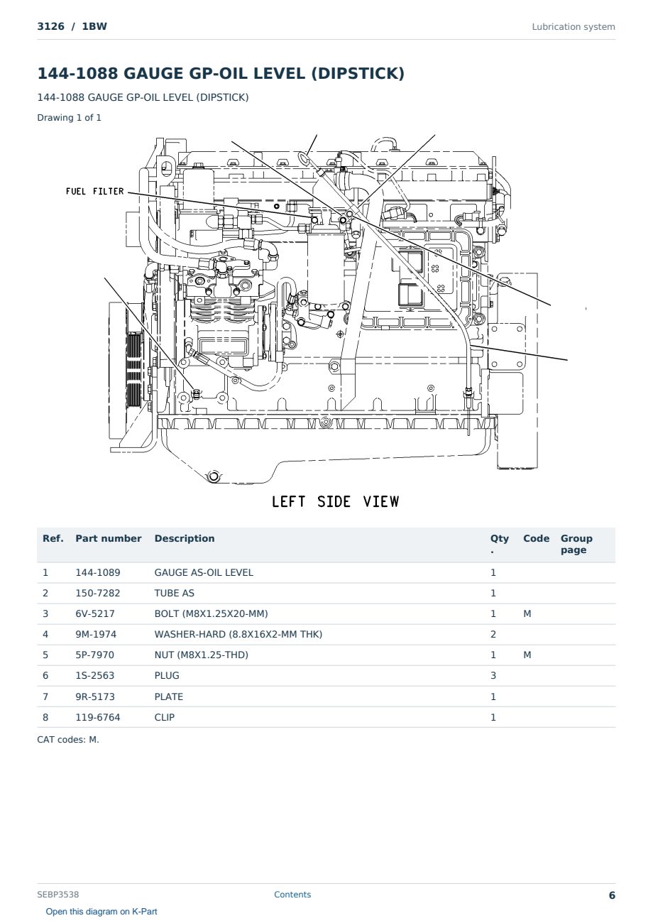 Caterpillar 3126 S/N 1BW Partsbook SEBP3538 (English) - sample page 6 of 10 Caterpillar 3126 S/N 1BW Partsbook SEBP3538 (English) - sample page 6 of 10