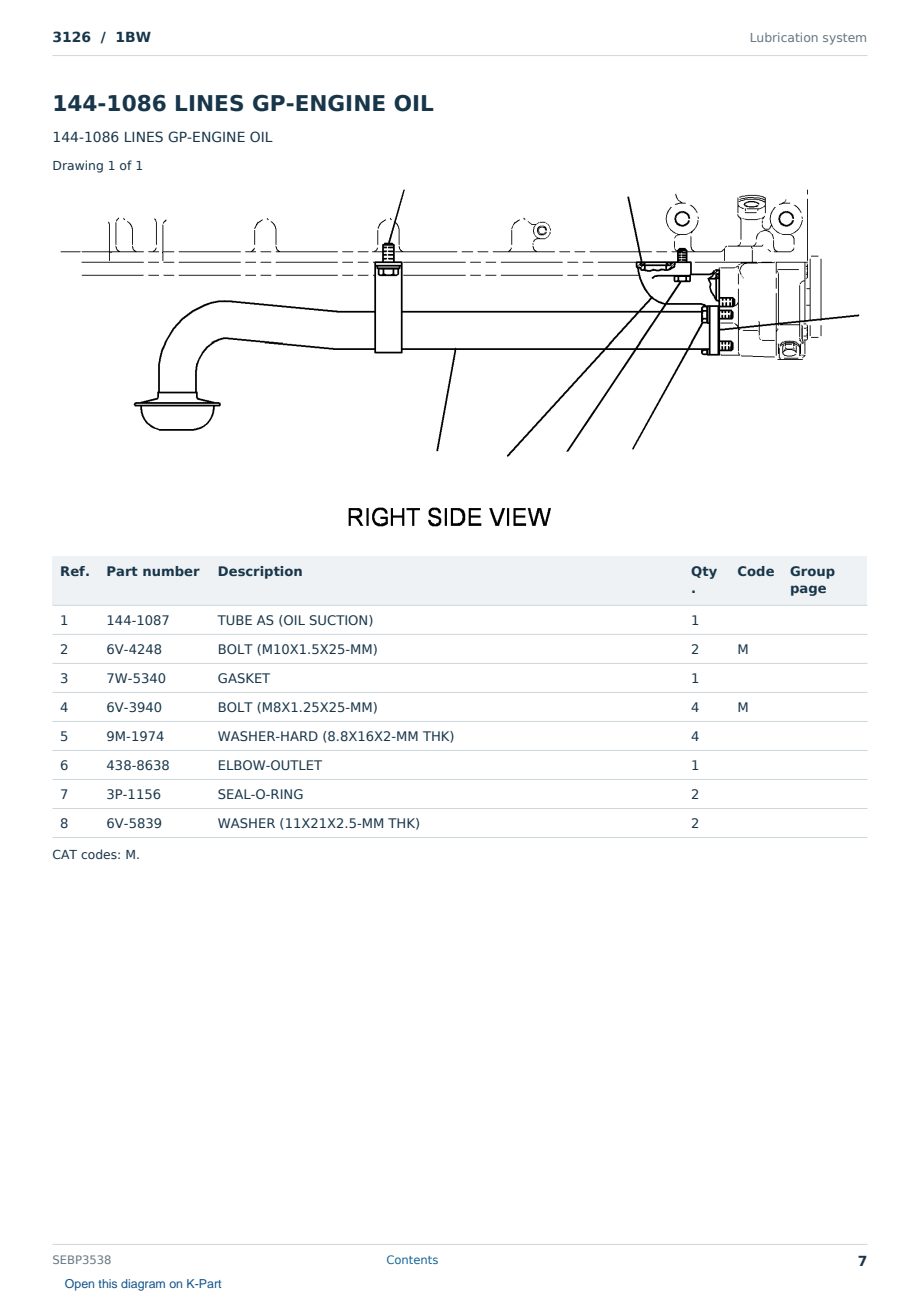 Caterpillar 3126 S/N 1BW Partsbook SEBP3538 (English) - sample page 7 of 10 Caterpillar 3126 S/N 1BW Partsbook SEBP3538 (English) - sample page 7 of 10