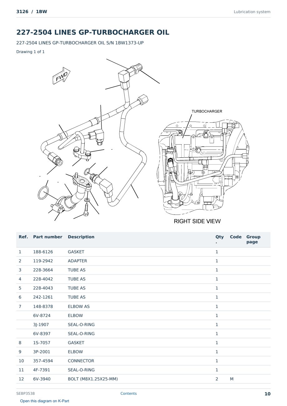 Caterpillar 3126 S/N 1BW Partsbook SEBP3538 (English) - sample page 10 of 10 Caterpillar 3126 S/N 1BW Partsbook SEBP3538 (English) - sample page 10 of 10