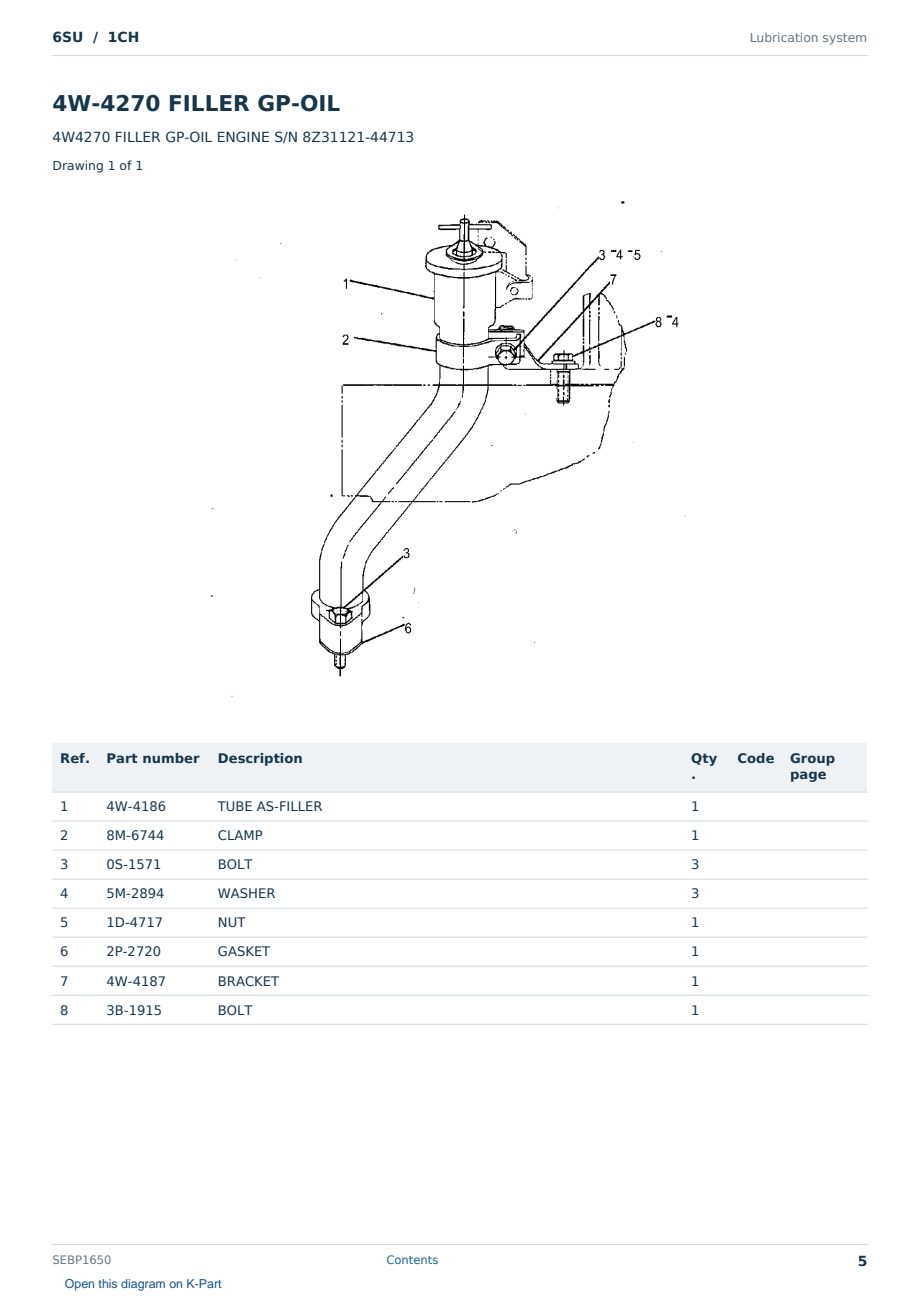 Caterpillar 6SU S/N 1CH Partsbook SEBP1650 (English) - sample page 5 of 10 Caterpillar 6SU S/N 1CH Partsbook SEBP1650 (English) - sample page 5 of 10