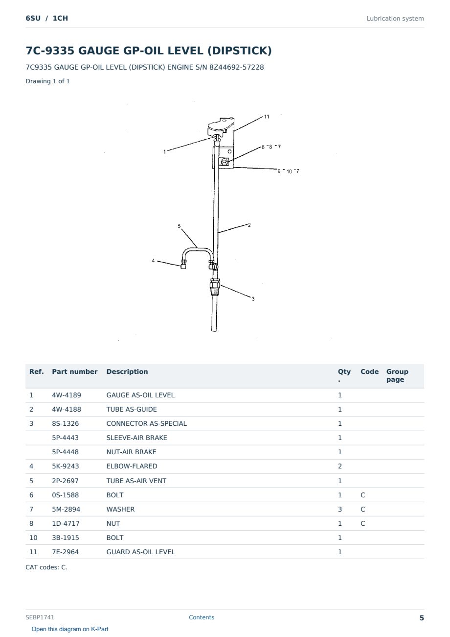 Caterpillar 6SU S/N 1CH Partsbook SEBP1741 (English) - sample page 5 of 10 Caterpillar 6SU S/N 1CH Partsbook SEBP1741 (English) - sample page 5 of 10