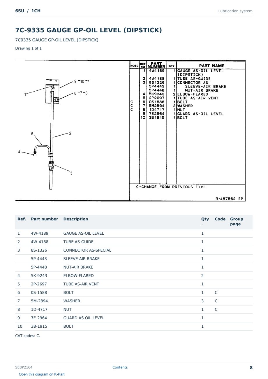 Caterpillar 6SU S/N 1CH Partsbook SEBP2164 (English) - sample page 8 of 10 Caterpillar 6SU S/N 1CH Partsbook SEBP2164 (English) - sample page 8 of 10
