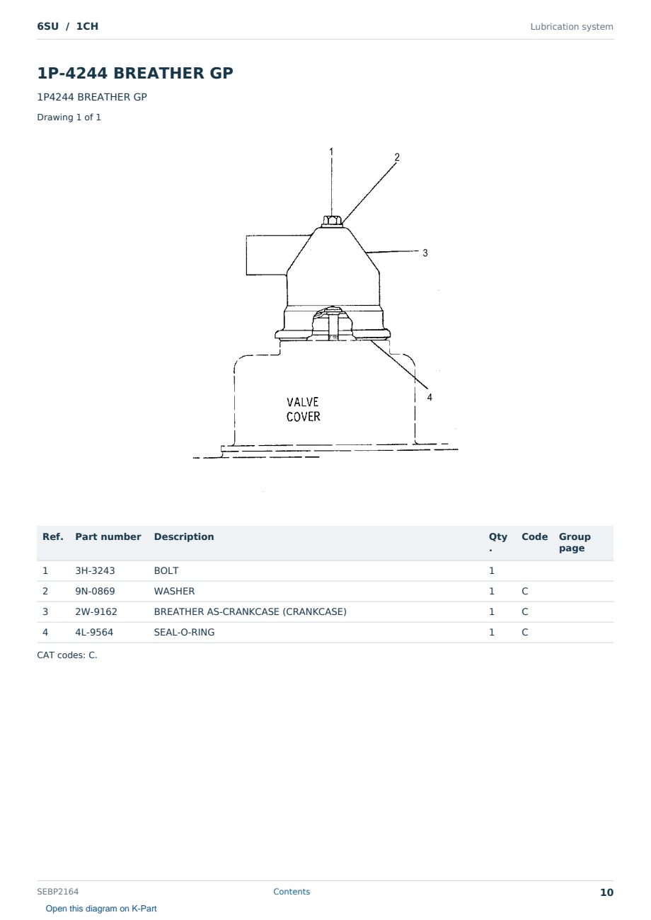 Caterpillar 6SU S/N 1CH Partsbook SEBP2164 (English) - sample page 10 of 10 Caterpillar 6SU S/N 1CH Partsbook SEBP2164 (English) - sample page 10 of 10