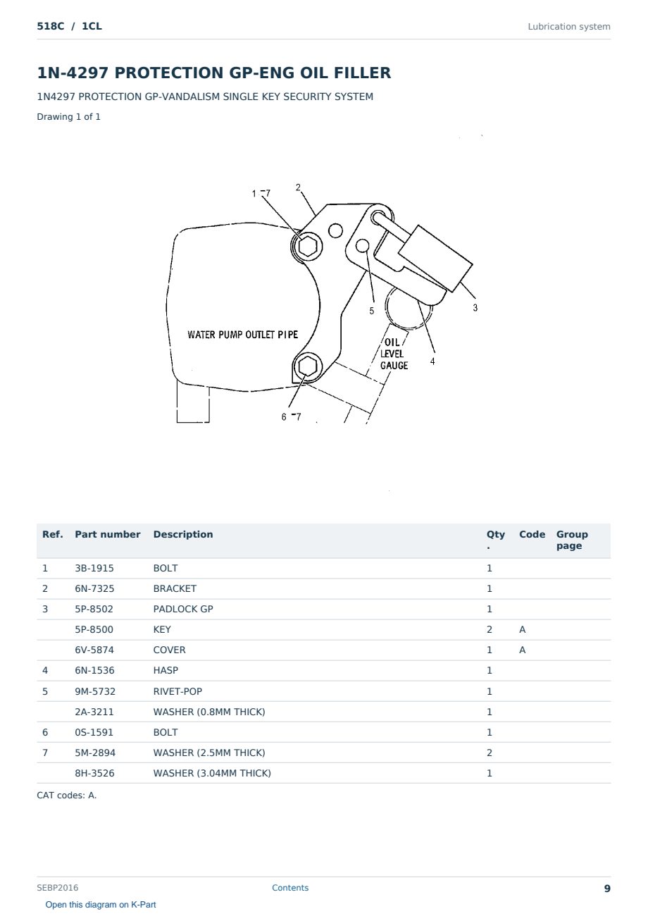 Caterpillar 518C S/N 1CL Partsbook SEBP2016 (English) - sample page 9 of 10 Caterpillar 518C S/N 1CL Partsbook SEBP2016 (English) - sample page 9 of 10