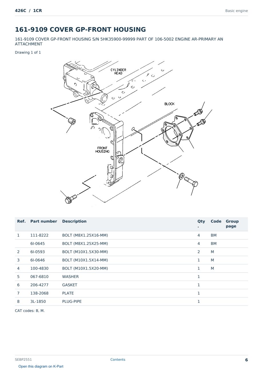 Caterpillar 426C S/N 1CR Partsbook SEBP2551 (English) - sample page 6 of 10 Caterpillar 426C S/N 1CR Partsbook SEBP2551 (English) - sample page 6 of 10