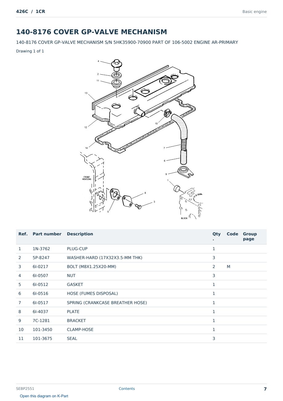 Caterpillar 426C S/N 1CR Partsbook SEBP2551 (English) - sample page 7 of 10 Caterpillar 426C S/N 1CR Partsbook SEBP2551 (English) - sample page 7 of 10