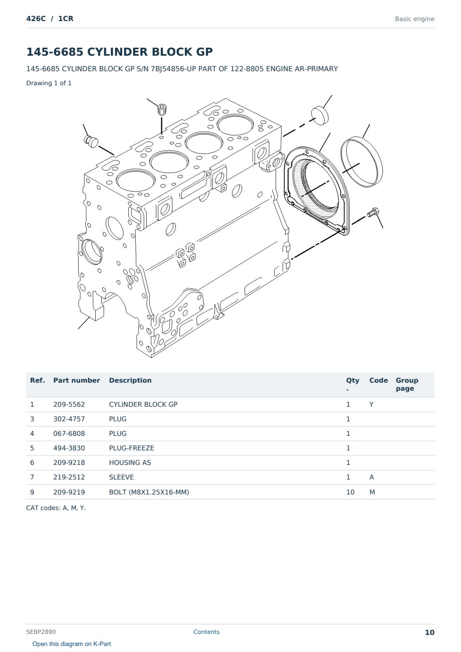Caterpillar 426C S/N 1CR Partsbook SEBP2890 (English) - sample page 10 of 10 Caterpillar 426C S/N 1CR Partsbook SEBP2890 (English) - sample page 10 of 10