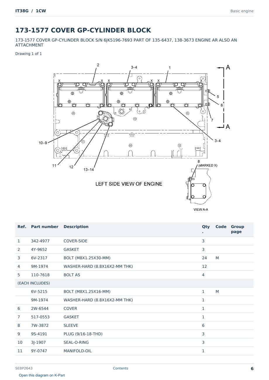 Caterpillar IT38G S/N 1CW Partsbook SEBP2643 (English) - sample page 6 of 10 Caterpillar IT38G S/N 1CW Partsbook SEBP2643 (English) - sample page 6 of 10