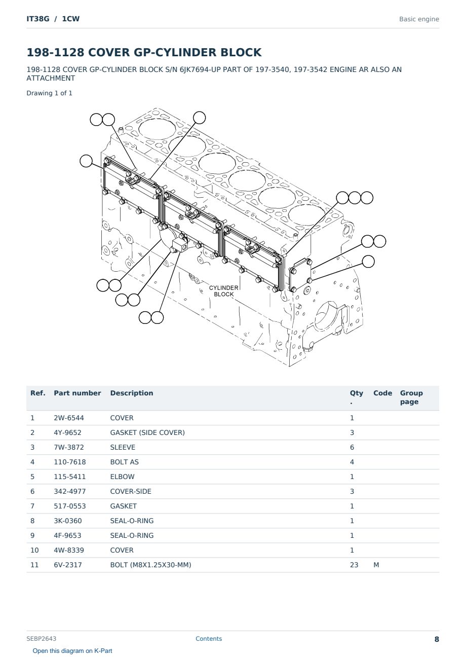 Caterpillar IT38G S/N 1CW Partsbook SEBP2643 (English) - sample page 8 of 10 Caterpillar IT38G S/N 1CW Partsbook SEBP2643 (English) - sample page 8 of 10