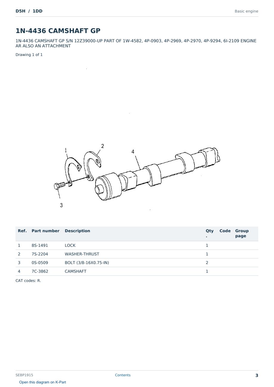 Caterpillar D5H S/N 1DD Partsbook SEBP1915 (English) - sample page 3 of 10 Caterpillar D5H S/N 1DD Partsbook SEBP1915 (English) - sample page 3 of 10
