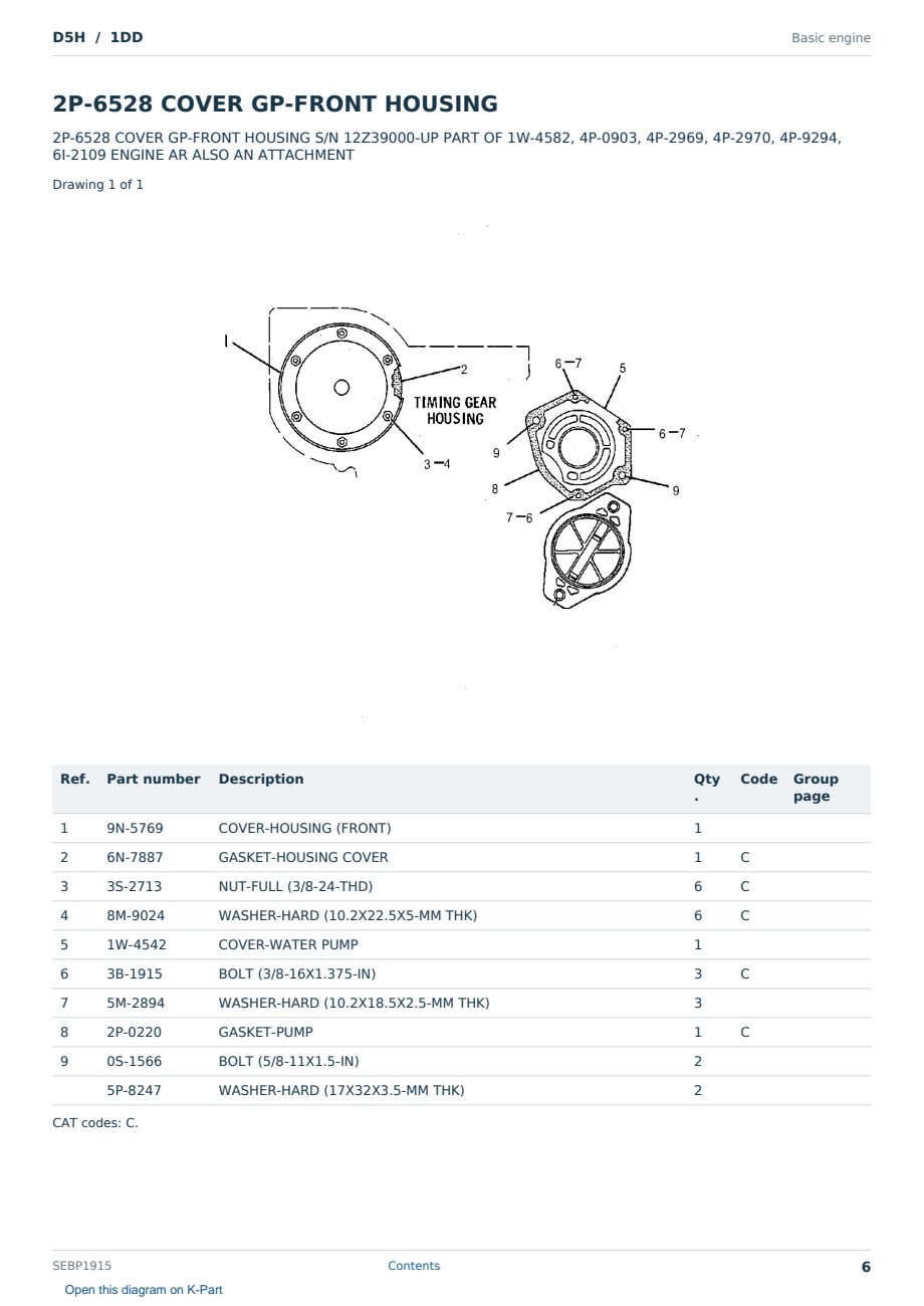 Caterpillar D5H S/N 1DD Partsbook SEBP1915 (English) - sample page 6 of 10 Caterpillar D5H S/N 1DD Partsbook SEBP1915 (English) - sample page 6 of 10