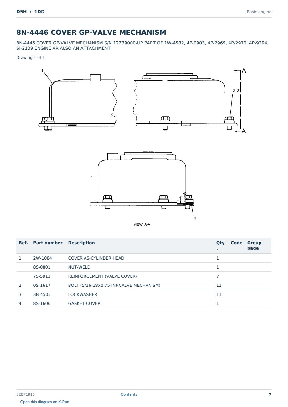 Caterpillar D5H S/N 1DD Partsbook SEBP1915 (English) - sample page 7 of 10 Caterpillar D5H S/N 1DD Partsbook SEBP1915 (English) - sample page 7 of 10