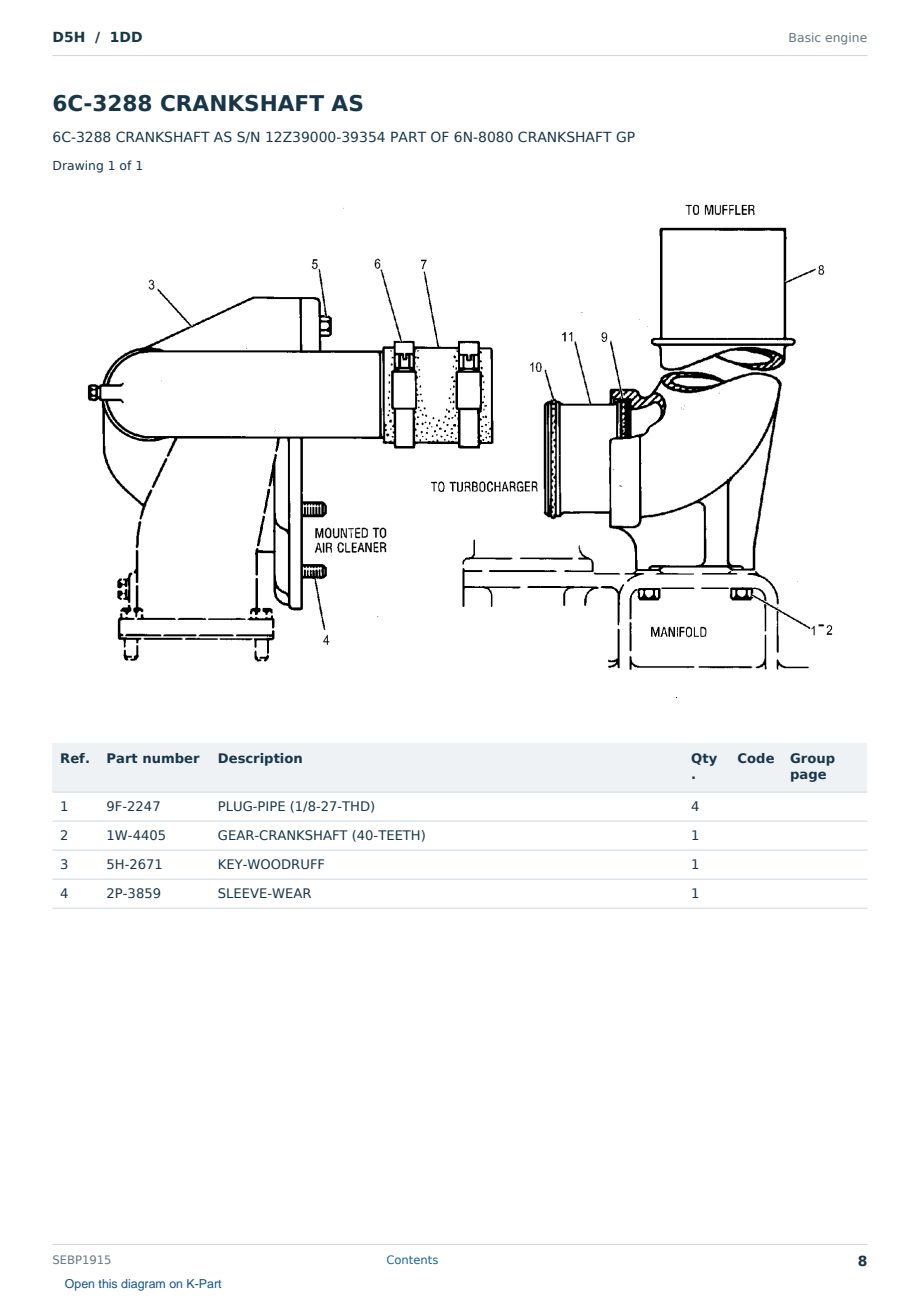 Caterpillar D5H S/N 1DD Partsbook SEBP1915 (English) - sample page 8 of 10 Caterpillar D5H S/N 1DD Partsbook SEBP1915 (English) - sample page 8 of 10