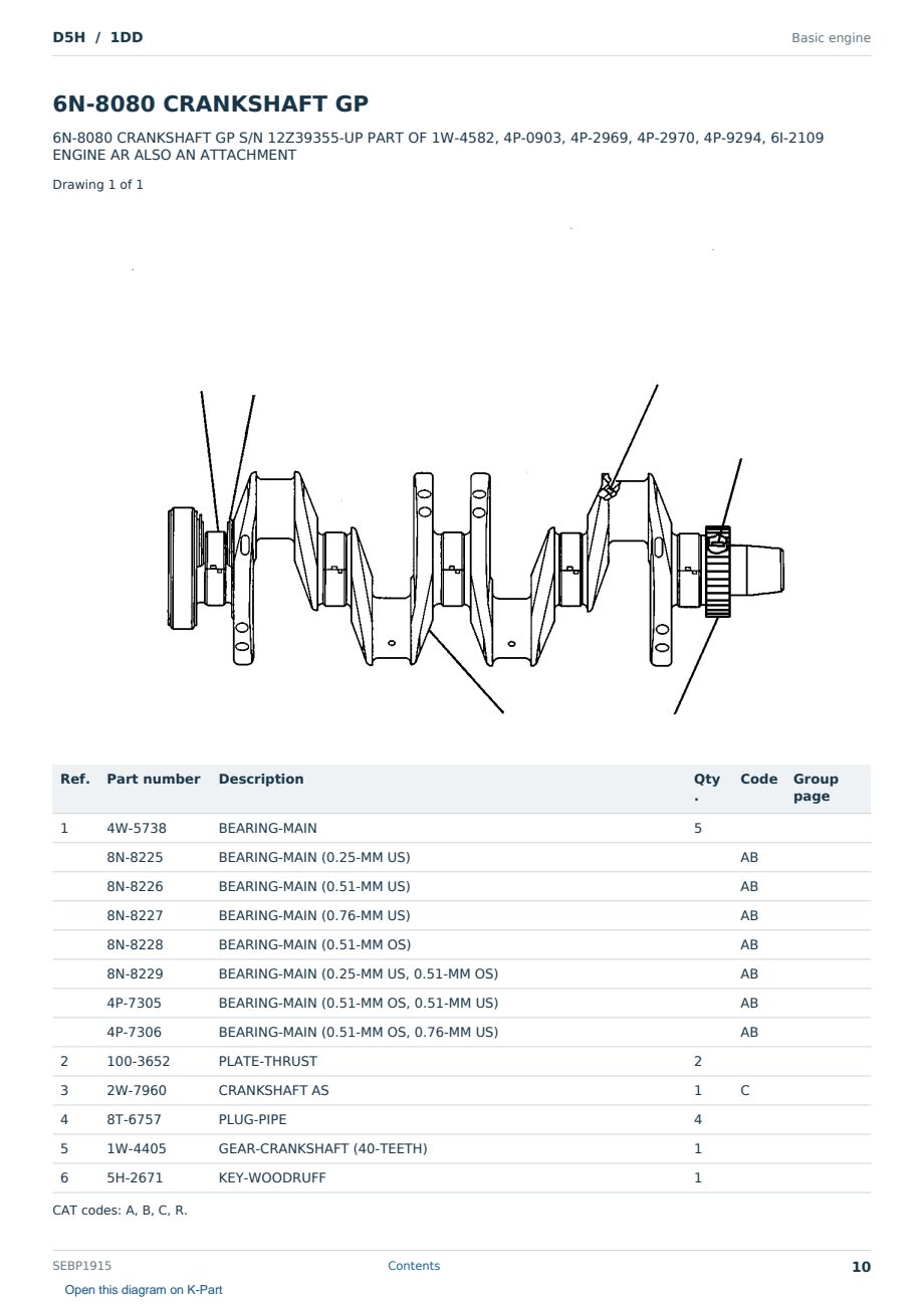 Caterpillar D5H S/N 1DD Partsbook SEBP1915 (English) - sample page 10 of 10 Caterpillar D5H S/N 1DD Partsbook SEBP1915 (English) - sample page 10 of 10