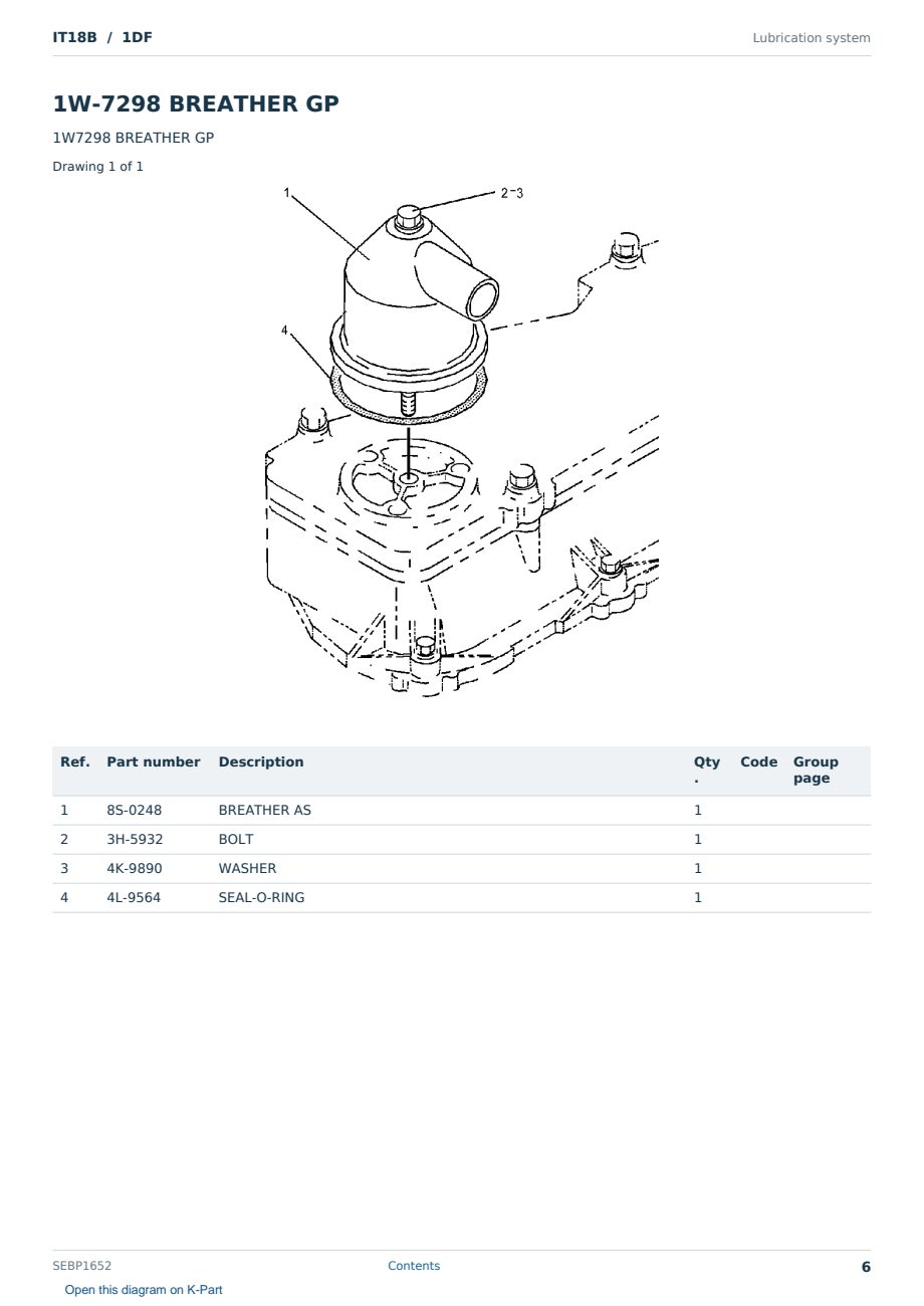Caterpillar IT18B S/N 1DF Partsbook SEBP1652 (English) - sample page 6 of 10 Caterpillar IT18B S/N 1DF Partsbook SEBP1652 (English) - sample page 6 of 10