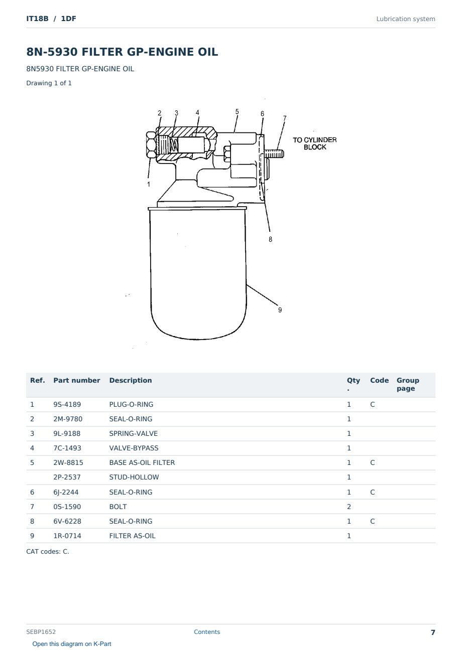 Caterpillar IT18B S/N 1DF Partsbook SEBP1652 (English) - sample page 7 of 10 Caterpillar IT18B S/N 1DF Partsbook SEBP1652 (English) - sample page 7 of 10