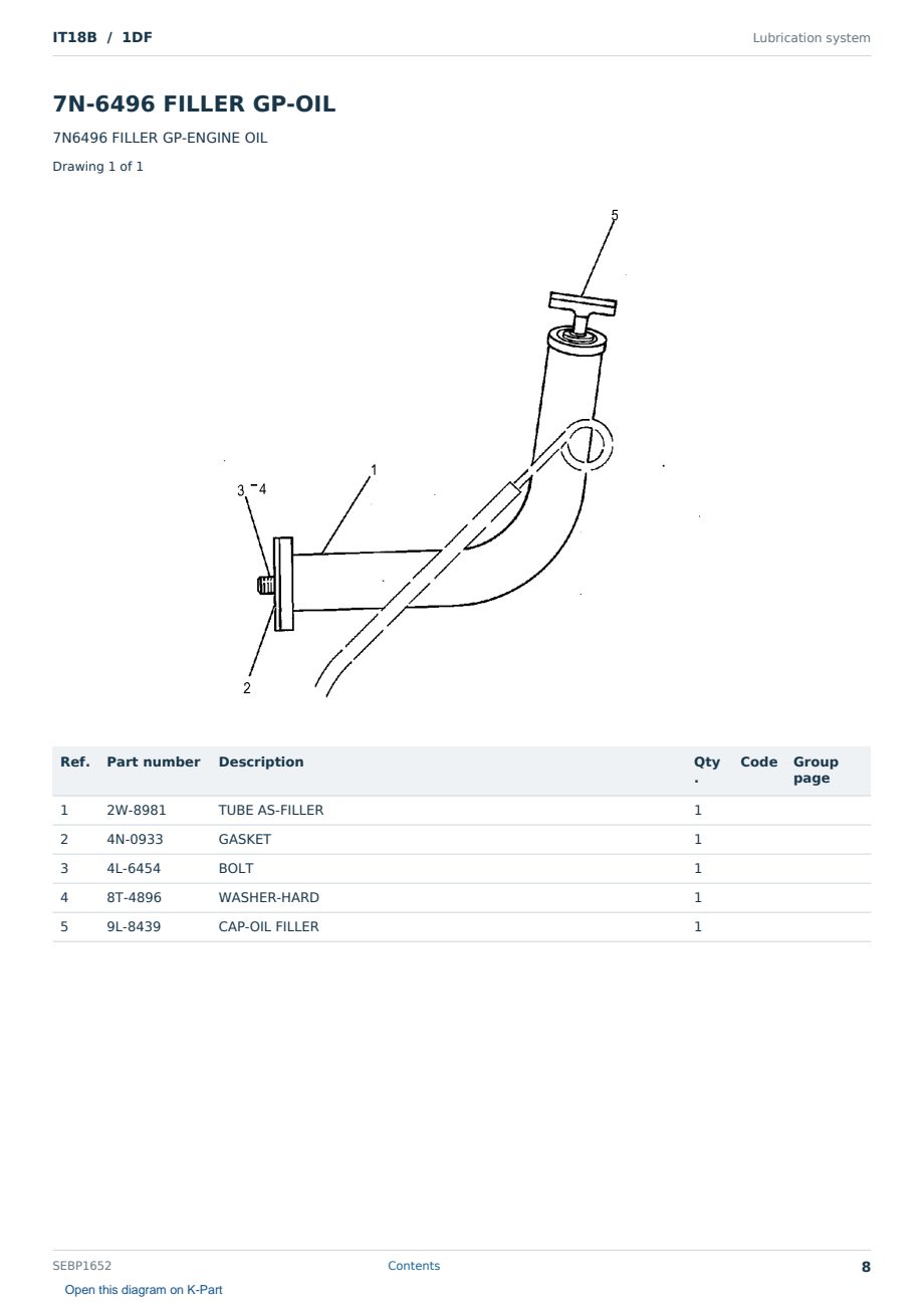 Caterpillar IT18B S/N 1DF Partsbook SEBP1652 (English) - sample page 8 of 10 Caterpillar IT18B S/N 1DF Partsbook SEBP1652 (English) - sample page 8 of 10