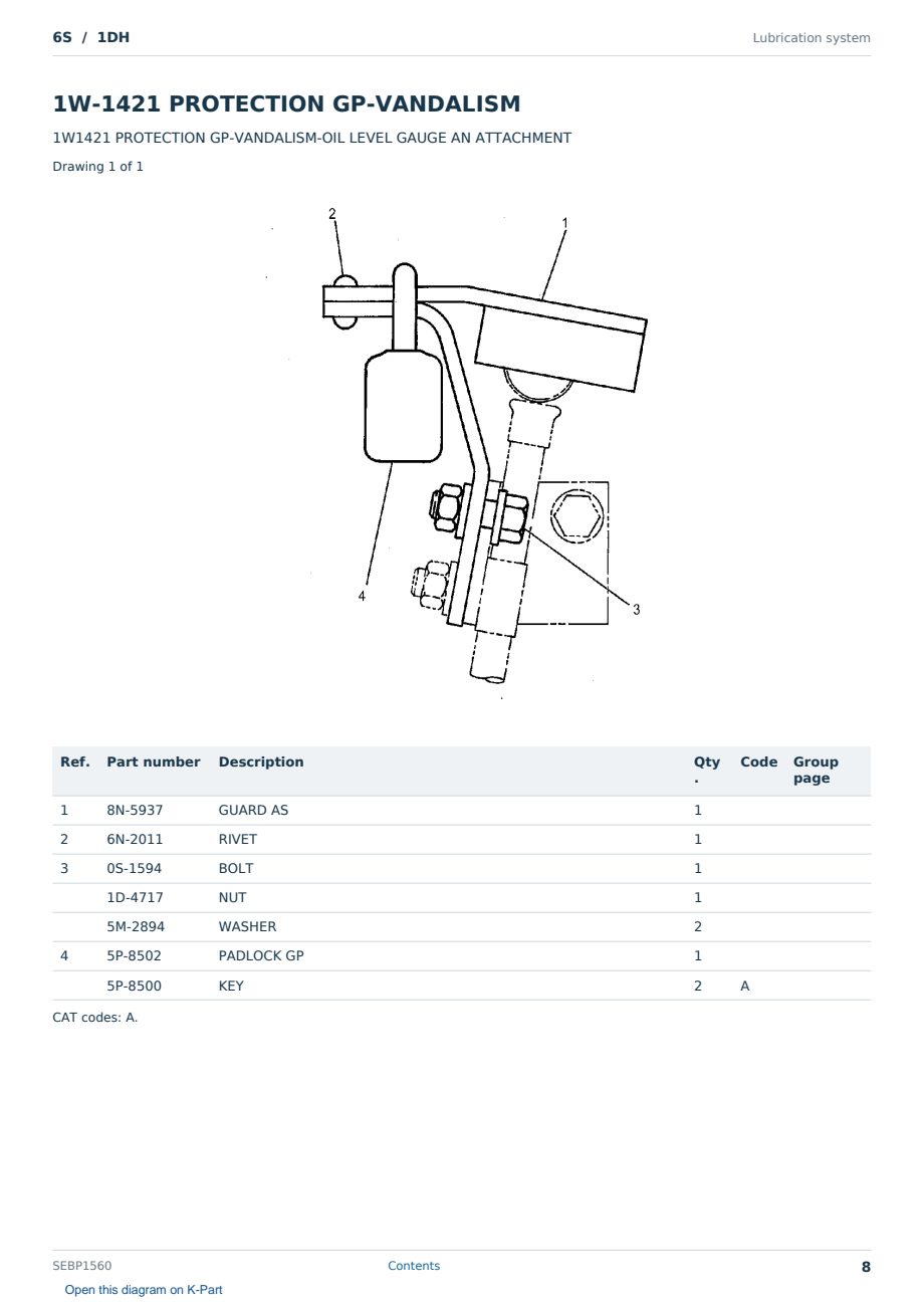Caterpillar 6S S/N 1DH Partsbook SEBP1560 (English) - sample page 8 of 10 Caterpillar 6S S/N 1DH Partsbook SEBP1560 (English) - sample page 8 of 10