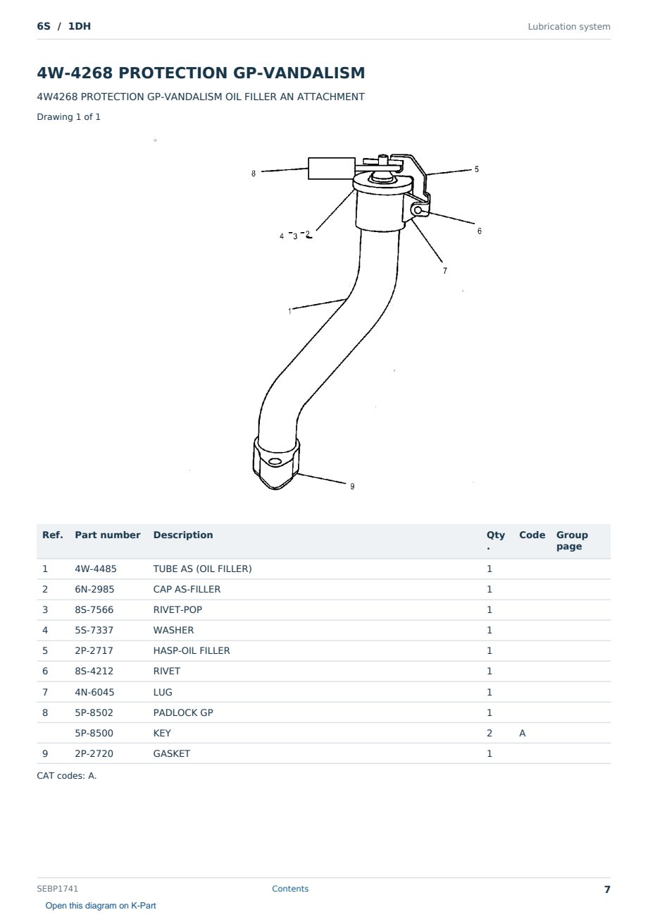 Caterpillar 6S S/N 1DH Partsbook SEBP1741 (English) - sample page 7 of 10 Caterpillar 6S S/N 1DH Partsbook SEBP1741 (English) - sample page 7 of 10